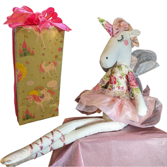 Unicorn Ballerina Plush Sitting Figurine - Great Easter Present - Gift Wrapped! - Picture 1 of 6